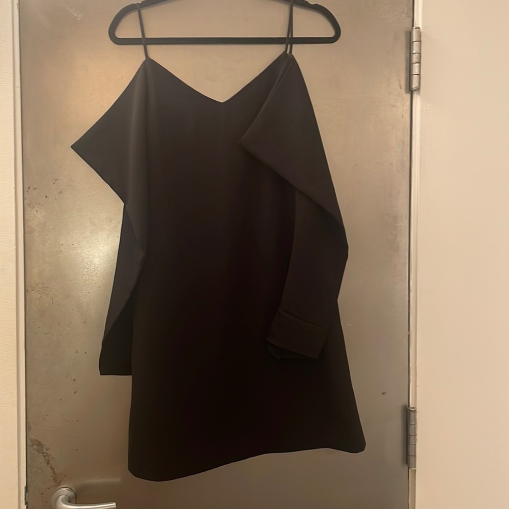 Caara black mini dress long sleeve off shoulder size s